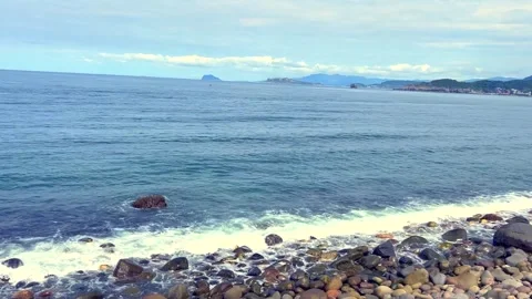 Rocky Beach Coast and the waves Stock Footage 246955677