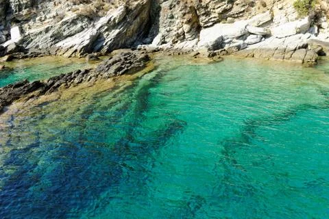 Rocky beach at greece , thassos Foto stock