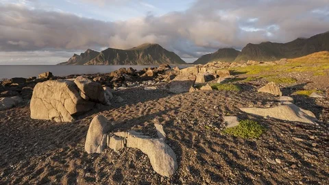 Rocky beach of Lofoten Stock Footage 86534172