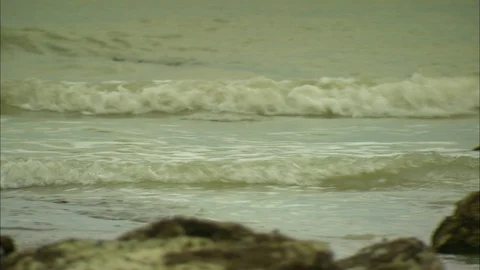 Rocky beach, panning from left to right Stock Footage 95604688