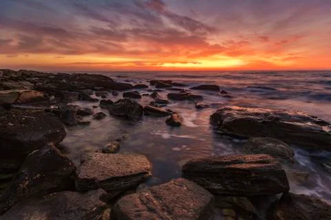 At the rocky beach. Foto stock