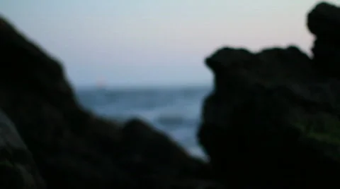 Rocky beach rack focus on rock Stock-Footage 864097