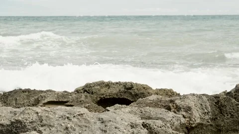 Rocky beach in slow motion Stock Footage 138786495