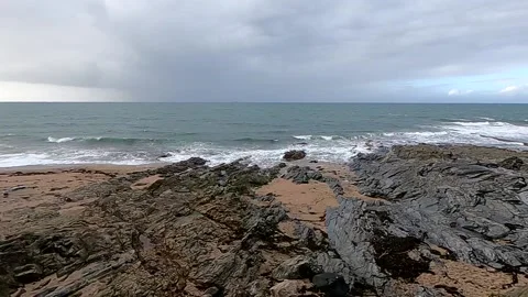 Rocky Beach Slow Motion Video stock 162118449