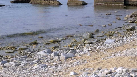 Rocky beach in the spring Stock Footage 151008891