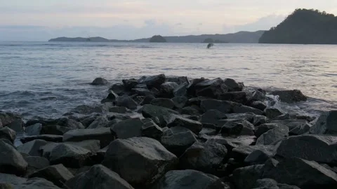 Rocky beach, sunrise Stock Footage 247041115