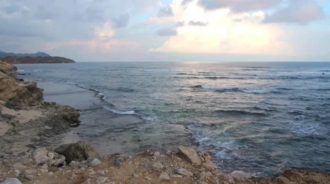 Rocky Beach at Sunset Stock Footage 1044948
