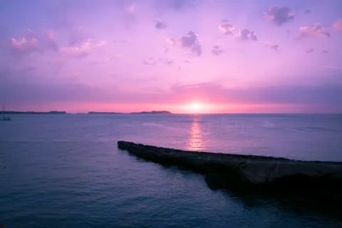 Rocky Beach at Sunset Stock Photos