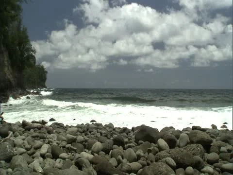 Rocky Beach with Waves Stock-Footage 22243142