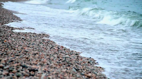 Rocky Beach Waves Stock Footage 32574131