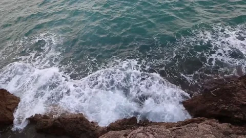 Rocky beach with waves Stock Footage 153998482