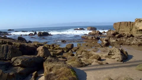 Rocky Beach With Waves Rolling In Stock Footage 171400779