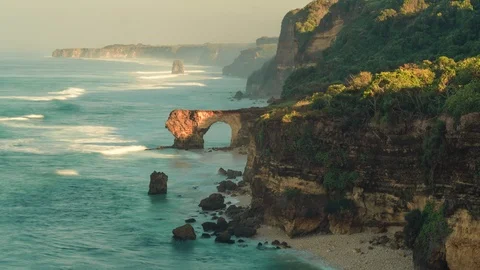 Rocky Bwana beach time lapse clip, Sumba Island, Indonesia Stock Footage 112349955