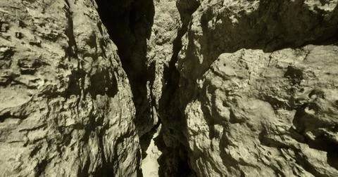 Rocky canyon path through narrow crevices in desert terrain Stock Illustration