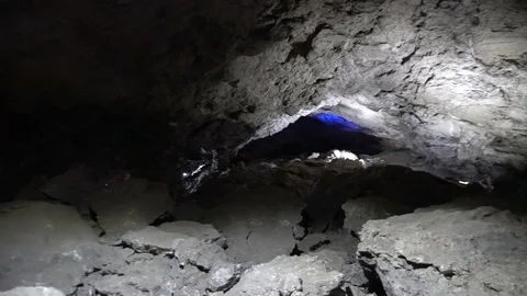 Rocky Cave Grotto with Blue Backlight Video stock 77003967