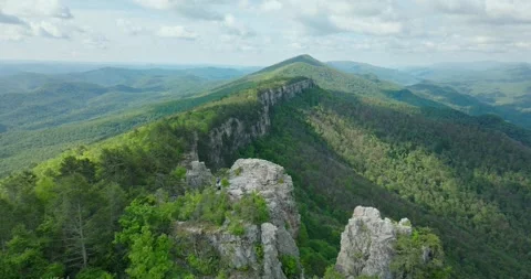 Rocky Chimney Top Platform With Distant Mountain Ranges Stock Footage 328275022