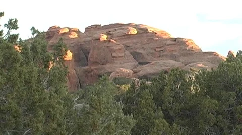 Rocky Cliff above Trees Stock Footage 93334704
