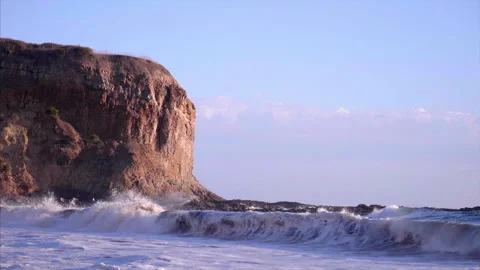 Rocky Cliff on California Coast Stock Footage 145859853