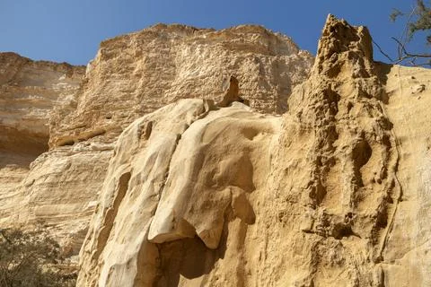 Rocky Cliff Formations in Ein Evdat Nature Reserve Stock Photos