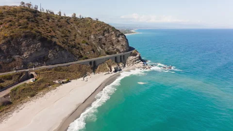 Rocky cliff overlooking the ocean Stock Footage 242695715