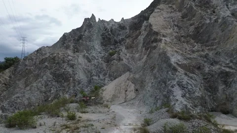 Rocky cliff with trees on a cloudy day Stock-Footage 265570384