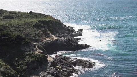 Rocky cliffs and ocean view. Big Sur, Monterey County, California Coast Stock Footage 132670776