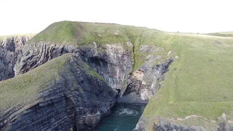 Rocky cliffs of ceibwr beach Stock Footage 153873236