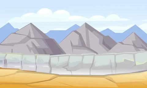 Rocky cliffs. Cross gorge. Failure with an abyss. Desert natural landscape wi Stock Illustration