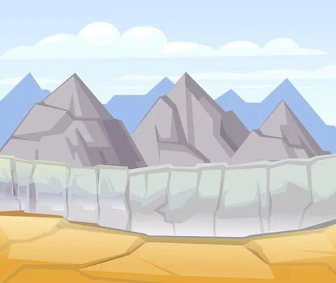 Rocky cliffs. Cross gorge. Failure with an abyss. Desert natural landscape wi Stock Illustration