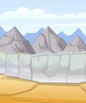 Rocky cliffs. Cross gorge. Failure with an abyss. Desert natural landscape wi Stock Illustration