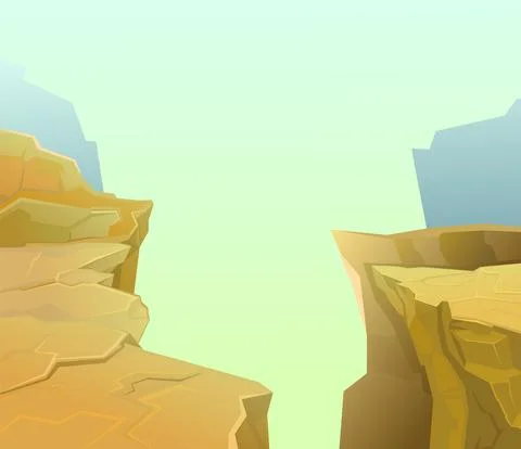 Rocky cliffs. The edge of a bottomless abyss. Mountain fog. Desert natural la Stock Illustration