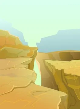 Rocky cliffs. The edge of a bottomless abyss. Mountain fog. Desert natural la Illustrazione stock