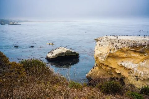 Rocky cliffs at sunset. Shell Beach at Pismo Beach, California Stock Photos