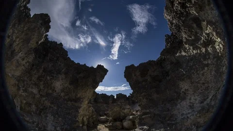 Rocky Coast, Clouds and Sun Setting Over Cliffs In Negril, Jamaica, 4k Timelapse Stock Footage 89858812