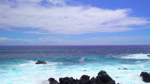 Rocky Coast of Easter Island Stock Footage 85403005
