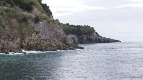 Rocky coast on the island of são miguel in the azores Stock Footage