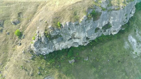 Rocky Coast Limestone Cliffs from a Bird's Eye View. Stock Footage 313954807