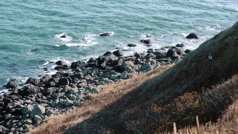 Rocky coast of the ocean  Stock Footage 84005643
