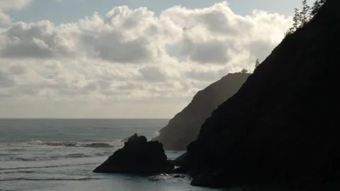 Rocky Coast Ocean View with Clouds Stock Footage 341367227
