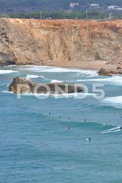 Rocky coast of portugal in hdr Stock Photos