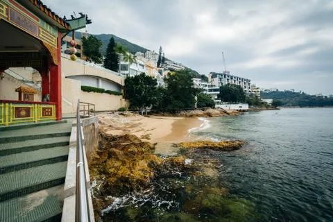 Rocky coast at Repulse Bay, in Hong Kong, Hong Kong. Stock Photos