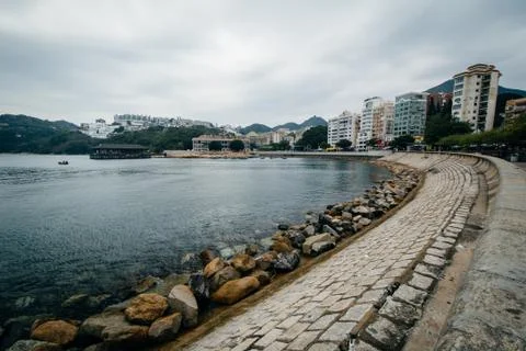 Rocky coast at Stanley, on Hong Kong Island, Hong Kong. Stock Photos