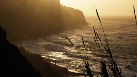 Rocky coast in the sunset light Видео 258655193