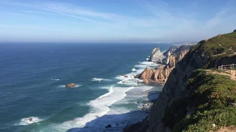 Rocky coastline of Cabo da Roca Stock Footage 57565703