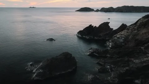 Rocky Coastline at Eo Gio Quy Nhon, Binh Dinh, Vietnam Stock Footage 337890931