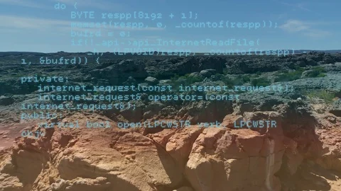 Rocky field and digital codes Stock Footage 107671616