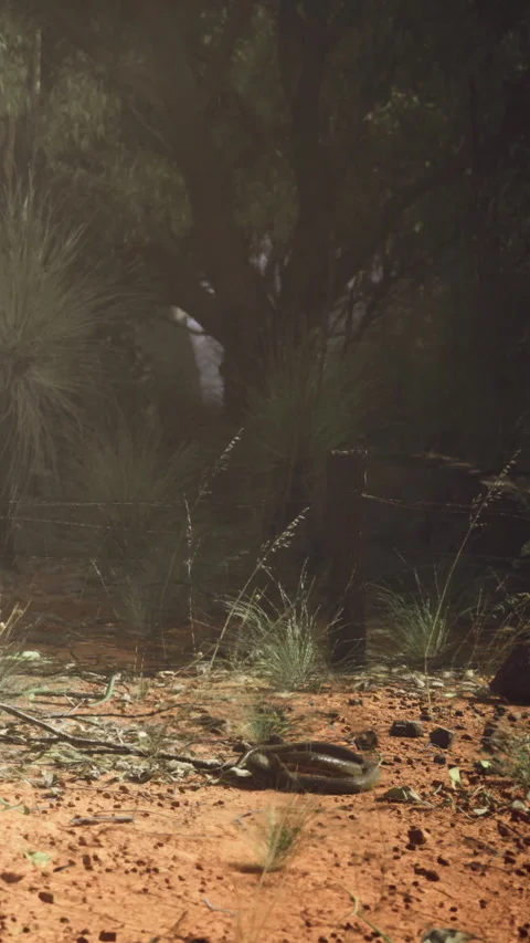 Rocky ground with sparse vegetation and trees in a dry habitat during daylight Stock Footage 331670545