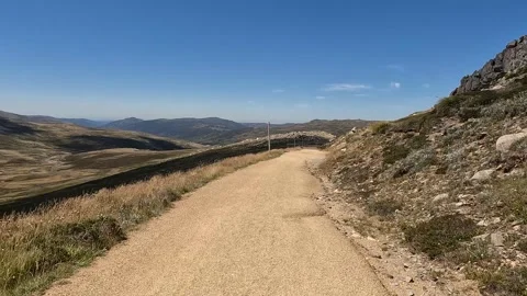 Rocky Hiking Path Through Alpine Terrain on the Main Range, Mount Kosciuszk.. Stock Footage 312062522