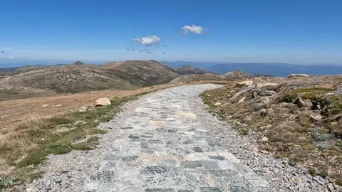 Rocky Hiking Path Through Alpine Terrain on the Main Range, Mount Kosciuszk.. Stock Footage 312062598