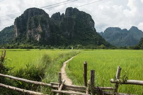 Rocky Hill in Vang Vieng Stock Photos